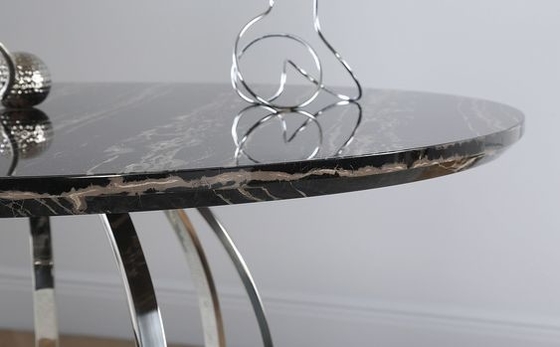 Savory Marble Top Stainless Steel Silver Dining Table With Chairs Set H75cm