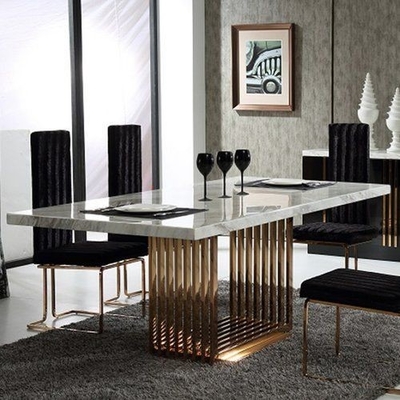 Nordic Marble Top Wedding Banquet Tables Modern Rectangular Dining Tables With Chairs 50X90X75