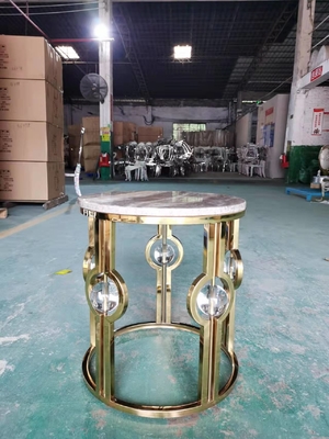 Gold Plated Stainless Steel Marble Side Table Light Luxury Metal Crystal Ball Round Corner Table