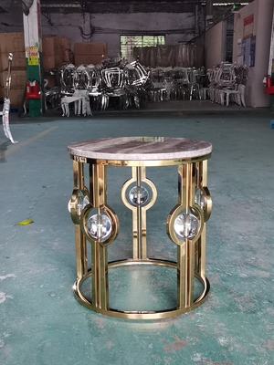 Gold Plated Stainless Steel Marble Side Table Light Luxury Metal Crystal Ball Round Corner Table