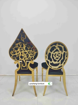 Fancy Gold Wedding chair stackable luxury design white cushion