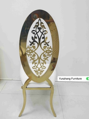 Ellipse High Back Golden Wedding Dining Chair With Flower OEM