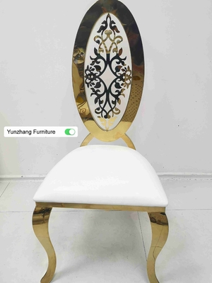 Ellipse High Back Golden Wedding Dining Chair With Flower OEM