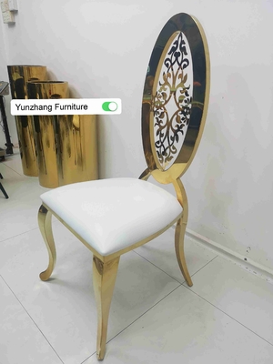Ellipse High Back Golden Wedding Dining Chair With Flower OEM