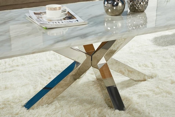 4 Person Cross Base Luxury Modern Dining Tables For Living Room