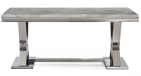 Nordic Marble Modern Luxe Stainless Steel Leg Dining Table Restaurant High End