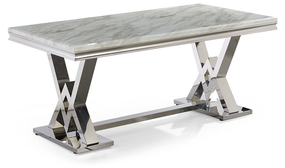 Nordic Marble Modern Luxe Stainless Steel Leg Dining Table Restaurant High End