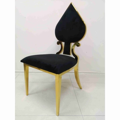 Poker Heart Banquet Dining Chair Black Color Stainless Steel Frame