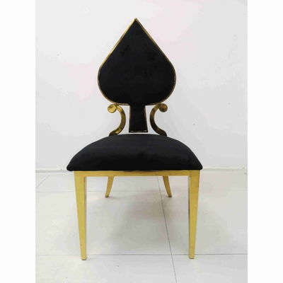 Poker Heart Banquet Dining Chair Black Color Stainless Steel Frame