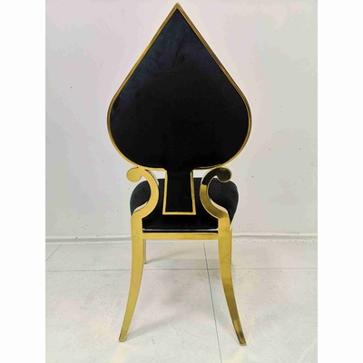 Poker Heart Banquet Dining Chair Black Color Stainless Steel Frame