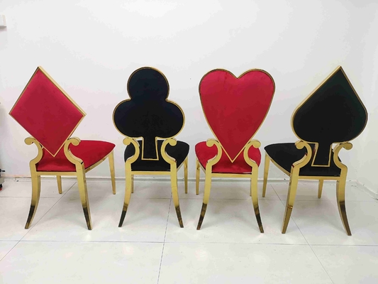 Poker Red Heart Wedding Banquet Chair Leather Velvet Cushion Dining Room Furniture