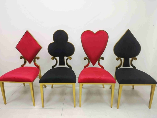 Poker Heart Banquet Dining Chair Black Color Stainless Steel Frame