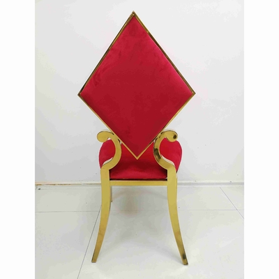 Prismatic Poker Wedding Banquet Chair Red Color Stainless Steel Frame
