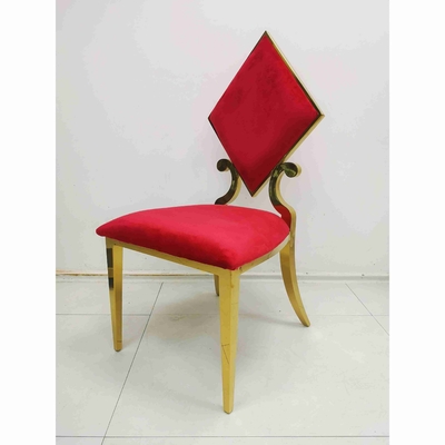 Prismatic Poker Wedding Banquet Chair Red Color Stainless Steel Frame