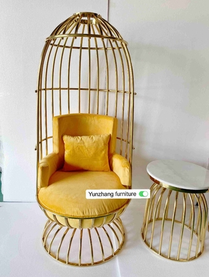 Comfortable Metal Gold Birdcage Chair Stainless Steel For Hotel Banquet