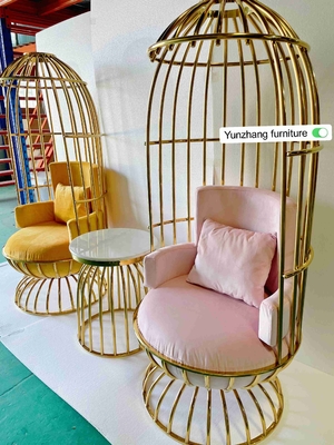 Comfortable Metal Gold Birdcage Chair Stainless Steel For Hotel Banquet
