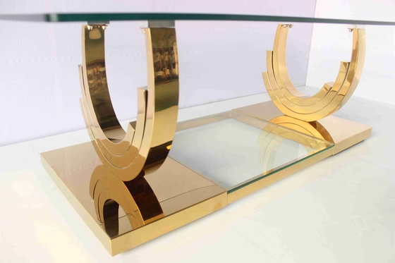 Ti Gold U Shaped Base 2 Piece Coffee Table Set Living Room Home Furniture