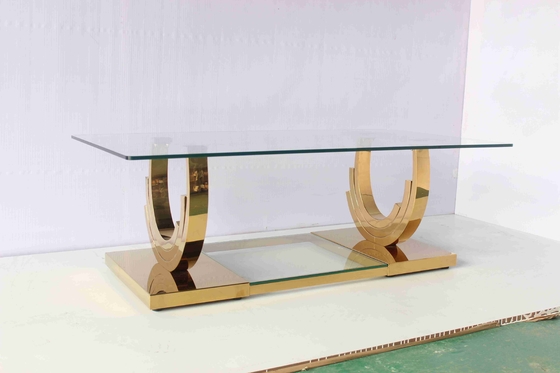 Ti Gold U Shaped Base 2 Piece Coffee Table Set Living Room Home Furniture
