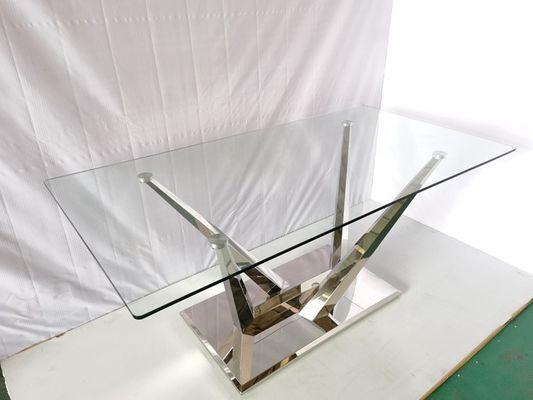 Good price Glass Dining Table With 6 Chairs Stainless Steel Marble Stone Dining Tables online