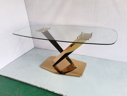 Good price Wedding imported gold metal base mirrored glass top dining table with crystal online