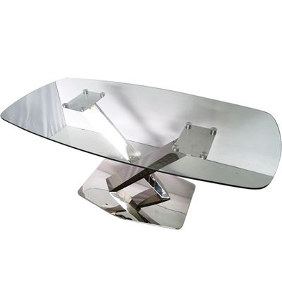 Good price Glass dining table restaurant stainless steel dining room sets table and chairs online