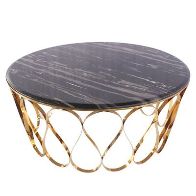 Good price 40cm Height Stainless Steel Round Table With Marble Glass Surface online