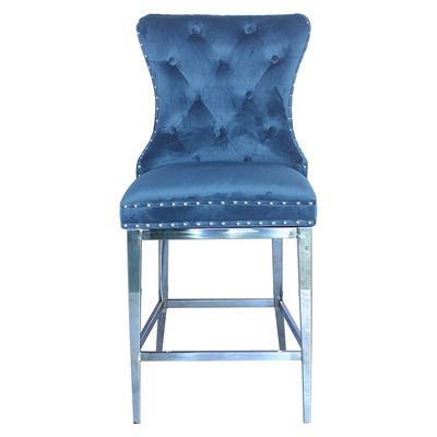 Good price Romantic Blue Color Bar Chair High Back Heavy Base online