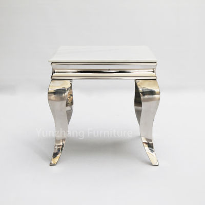 Good price Faux Marble Wide End Table Silver Colored Frame For Sofa And Living Room online
