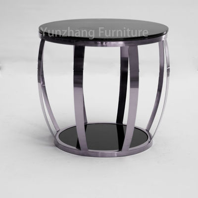 Good price Arc Round Sofa Table Silver Frame With Double Tempered Glass online