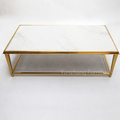 Good price Marble Top Rectangle Center Table Gold 201 Stainless Steel Frame online