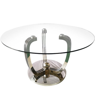 Good price Tempered Glass Top Round Dining Table With 201 Stainless Steel Silver Base online