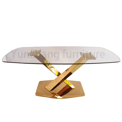 Good price Rectangular Design Glass Top Dining Table Clear Tempered SS201 Base Home Furniture online