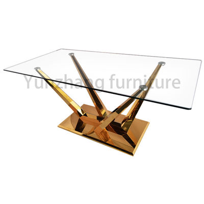 Good price Stainless Steel Gold Wedding Banquet Tables With Glass Weight Capacity 300lbs online
