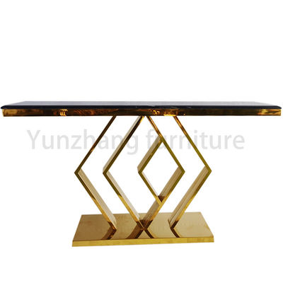 Good price Marble Countertop Living Room Console Table Diamond Shaped Unique Stainless Steel Base online