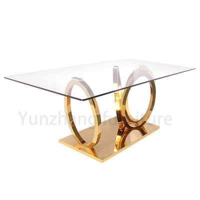 Good price Luxury Model Dining Table Gold Base Clear Glass online