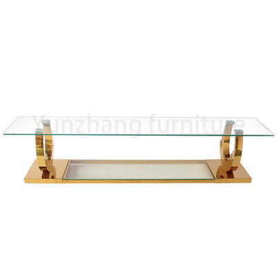 Good price Rectangular Coffee Table Shelves Transparent Glass Simple Style online