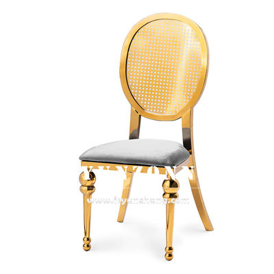 Good price Middle East Market Dining Furniture Banquet Party Stainless Steel Chair Golden Luxury Wedding Chairs online