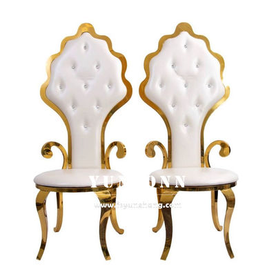 Good price Wholesale Gold Stainless Steel Bride And Groom Chair High Back Wedding King Throne Chair online