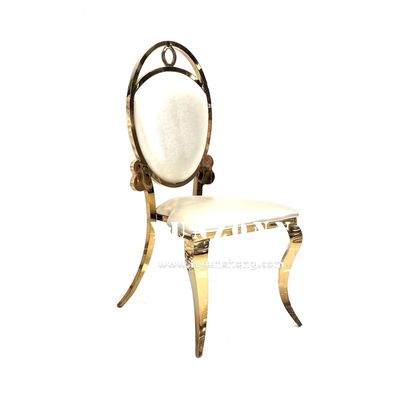 Good price Golden Stainless Steel Event Party Chair White Leather Cheap Banquet Hall Chair online