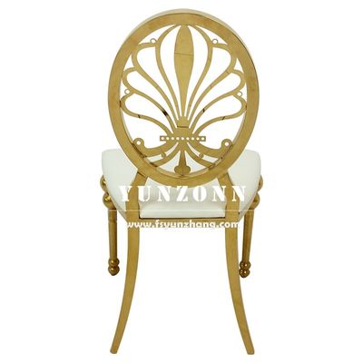 Good price Banquet Metal Chair Event Party Rental Gold Flower Back Stainless Steel Hotel Wedding Chair online