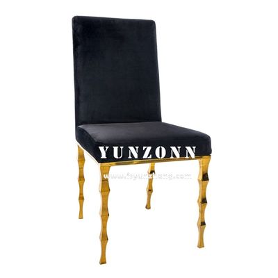 Good price Elegant Black Velvet Stacking Banquet Chair With Bamboo Legs online