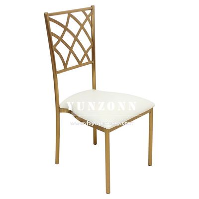 Good price Modern Dining Furniture Stackable Wedding Chiavari Chair Gold Stainless Steel Banquet Chair online