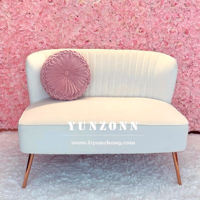 Modern Design Velvet Cover Wedding Sofa with Stainless Steel Frame for Bride and Groom