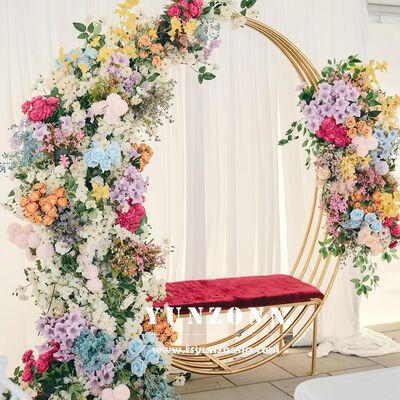 Good price Gold Stainless Steel Frame Sofa Circle Shape Design for Couples for Wedding and Dining Comfortable Dining Chairs online