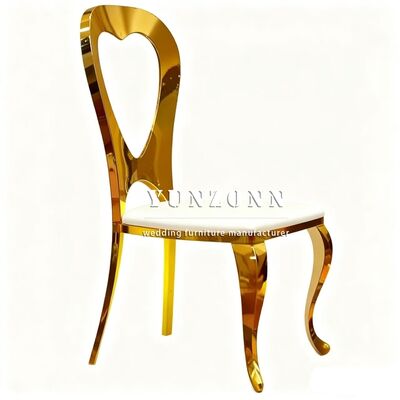 quality Golden Heart Shape Stainless Steel Dining Chair Durable Commercial Unique Dubai Wedding Design for Outdoor Use factory