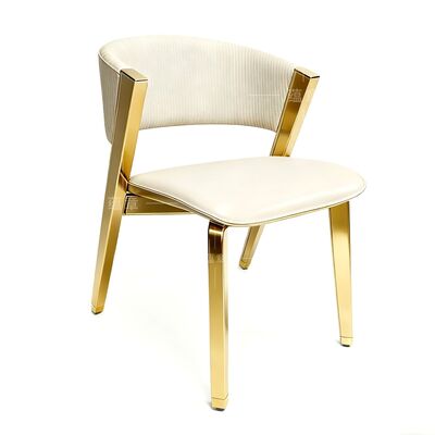Good price High-End Luxury Restaurant Dining Chairs Gold Stainless Steel Design Multi-Color Leather Cushions Wedding Furniture Metal online