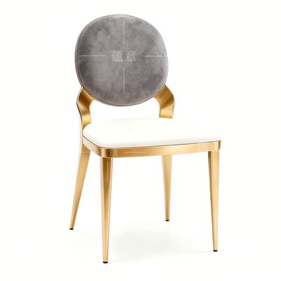 Good price Wholesale Luxury Metal and Gray Fabric Round Back Stacking Gold Hotel Banquet Wedding Event Chairs for Sale online