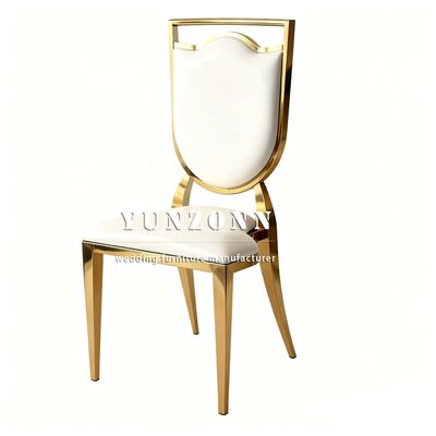 quality Modern European Wedding Event Banquet Hall Furniture Stainless Steel Frame Luxury White Dining Chair factory