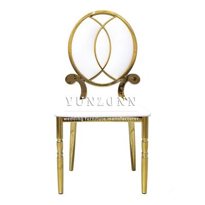 Good price Wholesale Modern Stackable Furniture Gold Dining Chair Fancy Gold Stainless Steel Wedding Chair for Restaurant and Banquet online