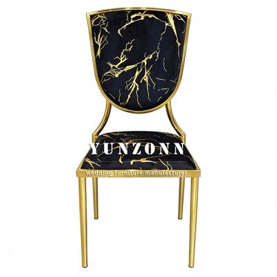 Good price Gold Themed Weddings and Hotels Black Velvet Cushioned Metal Stackable Banquet Chairs online